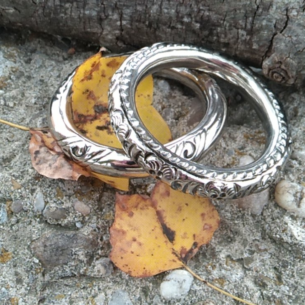 Silver Plated Bangle Bracelet Set